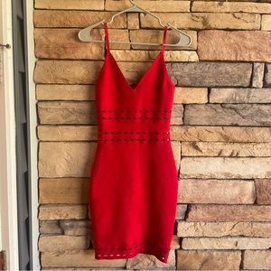 Fashion Nova red knit spaghetti strap dress Small